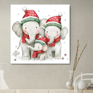겨울 코끼리 그림 캔버스액자 크리스마스 성탄절 선물 소품 거실 카페 인테리어 액자