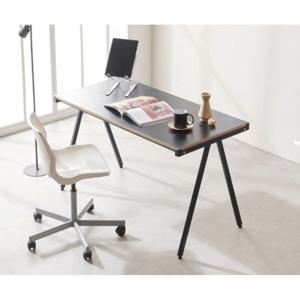 화이트 블랙 V자 철제다리 인테리어  얇은책상 1200