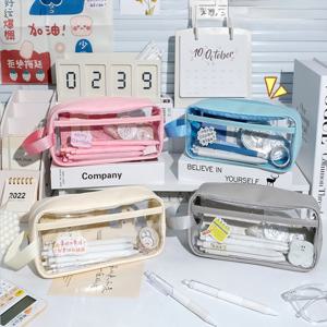 PVC 대용량 필통 방수 케이스 DIY 파우치 꾸미기 펜 필기도구 케이스 다용도 수납