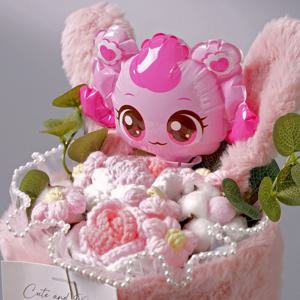 캐치티니핑 캐릭터 풍선인형 하츄핑 니트꽃다발 조화 장식 졸업식 학예회 입학식