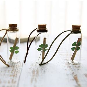 생화 네잎클로버 미니 유리병 편지 시험 합격 부적 선물 (유리병 10cm+편지지+클로버)