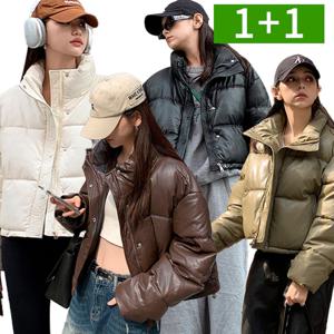 1+1 여성 숏패딩 웰론 폴리에스터 겨울 패딩점퍼 M XL