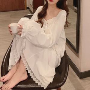 여성 원피스 잠옷 레이스 공주 수면잠옷 파자마 실내복 홈웨어