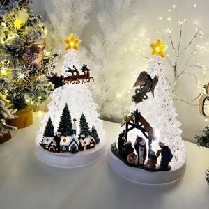별빛 유리 트리성 워터볼 오르골 스노우볼 크리스마스장식 LED조명 무드등 성탄절선물