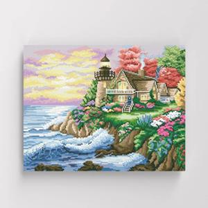 보석십자수 명화 풍경 바다와 별장 40x50