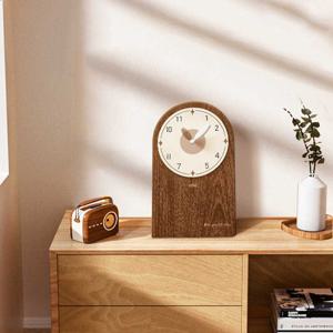 [해외] 미드센추리 빈티지 나무무늬 탁상시계 무소음 인테리어 시계 2colors 2size