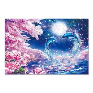 보석십자수 패브릭형 하트 돌고래 60x40