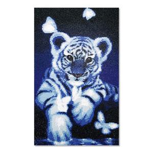 보석십자수 패브릭형 나비와 아기 백호 30x50