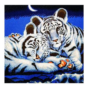 보석십자수 패브릭형 아기 백호 형제 50x50