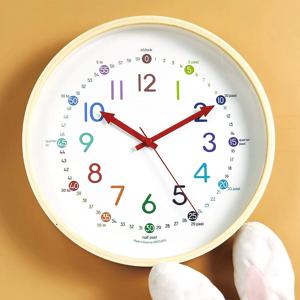 300파이 비치우드 어린이 시계보기 교육용 무소음 국산 벽 시계 (feat영어) 아이방