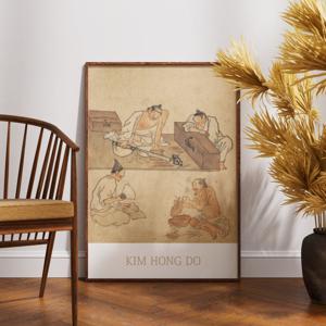 김홍도 담배썰기 김홍도 액자 조선시대 그림 동양화 한국화 민화 한국기념품 전통선물 벽장식