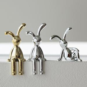 골드실버 메탈릭 토끼 장식품 인테리어 장식소품 동물피규어 화분데코