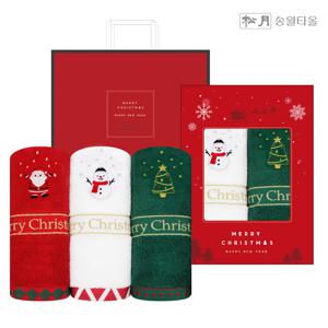 크리스마스 송년회 호텔타올 선물 세트 2P 쇼핑백 포함