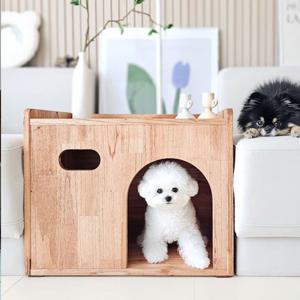 엘렌 100% 국내제작 원목 강아지집A 이름각인문패