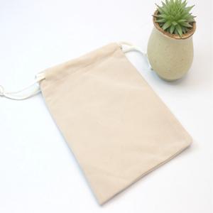베이지 벨벳 주머니 10x12cm 스트링 무지 작은 파우치 조리개 소형 조임 소품 보관