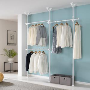 튼튼한 무타공 2단~7단 행거 드레스룸 고정 설치 선반 옷걸이 커튼 시스템