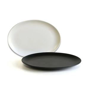 타원 멜라민 반찬접시 돈까스 접시 30.4cm 5호 블랙