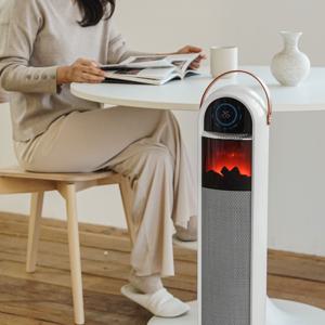 그래핀 소재 불멍 가정용 벽난로 사무실 2단조절 리모컨형 PTC 온풍기 HAAN-P9000