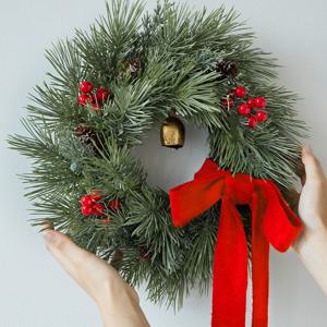 크리스마스 리스 고급 전나무 현관문장식 벽장식 조화 장식 전구포함