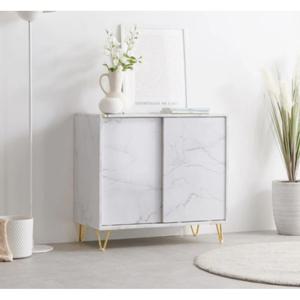 대리석패턴 미닫이 슬라이딩 골드삼각다리 2단선반형 수납장800 (2colors)