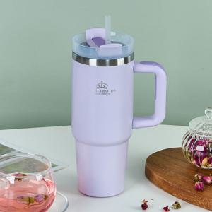라벤더 스텐 손잡이 보온보냉 텀블러 900ml
