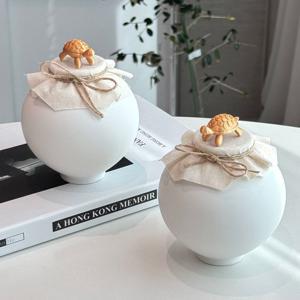 현관 소금단지 황금거북이 달항아리