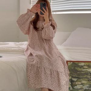 H made 피치기모면 마들렌 플라워 가을 겨울 커플 긴팔 파자마 세트 2type 원피스