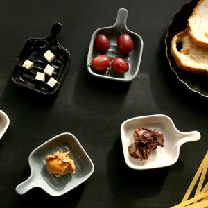 푸코 사각 미니핸들 손잡이 그릴 도자기 소스볼 3P SET 반찬 디저트 잼 플레이팅 소스볼