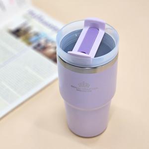 라이트퍼플 무광 빨대 텀블러600ml 커피텀블러 보온보냉병