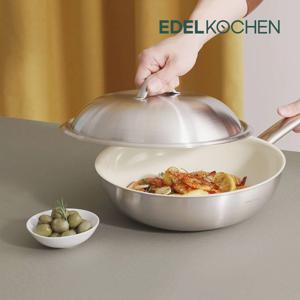 통3중 올 뉴 이지프리즘 웍팬+뚜껑 24cm (소이밀크 세라믹_엠보)
