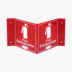 소화기 표지판 영문(V모양) 돌출형 안내판 입체 피스고정 양면테이프 285x160