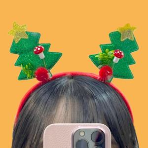크리스마스 파티 소품 데코 이벤트 인생네컷 스팽글 트리나무 머리띠