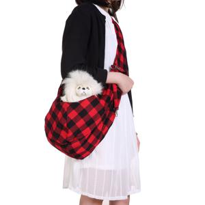 강아지 슬링백 고양이 이동가방 포대기 체크레드
