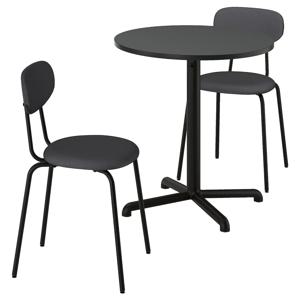 스텐셀레+외스타뇌 테이블+의자2 식탁세트 앤트러싸이트/렘마른 다크그레이 70cm
