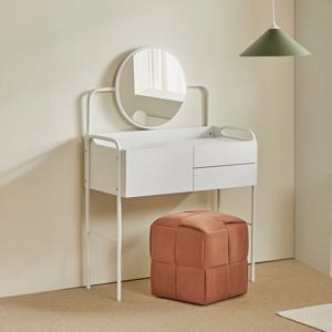 엘르 라운드 철제 수납 화장대(원형거울포함)