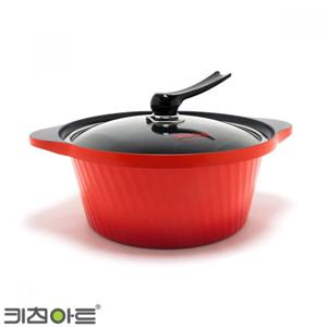 세라믹냄비Y 32cm 양수 통주물냄비 오렌지