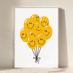 아트월 드로잉 컬러풀 전시 포스터 갤러리 그림 인테리어 액자_스마일 풍선