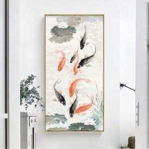 [해외]캔버스 그림그리기 특대형 DIY 유화 아크릴화 페인팅 잉어 구어도 세로 70x140