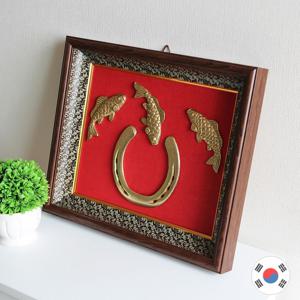 무병장수 황동잉어 편자G 풍수인테리어 액자R HBJ-910