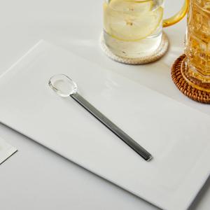 내열 유리 머들러 스푼 BLACK CLEAR 18cm