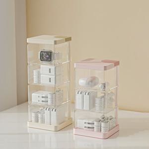 [해외] 1+1 심플 모던 회전식 USB 케이블 정리함 2단 액세서리 보관함 2colors