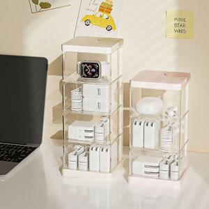 [해외] 1+1 심플 모던 회전식 USB 케이블 정리함 3단 액세서리 보관함 2colors