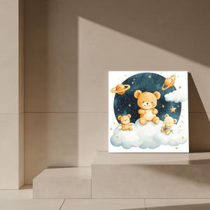 우주와 곰 그림 캔버스액자 테디베어 아기곰 동물 포근 일러스트 아기방 인테리어 액자
