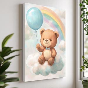 무지개와 곰 그림 캔버스액자 테디베어 아기곰 동물 아이방 키즈카페 인테리어 액자