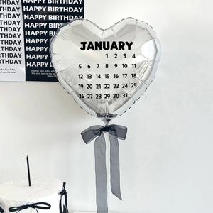캘린더 하트 스탠드 세트 실버 달력 생일 기념일