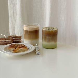 뭉툭 일자 홈카페 아이스라떼 내열 유리컵 300ml