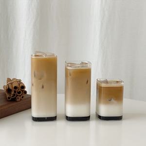 네모 사각 홈카페 아이스아메리카노 내열 유리컵 440ml