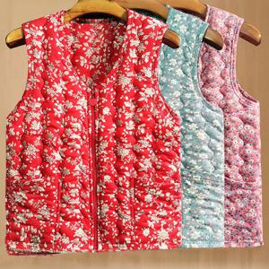 촌캉스꽃무늬퀼팅조끼 시골 레트로 촌캉스 김장조끼