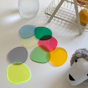 [리퍼] 조약돌 반투명 아크릴 컵받침 컬러 코스터 인테리어 소품 (8color)