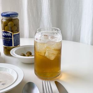 맥주 캔 모양 아이스아메리카노잔 카페 유리컵 370ml